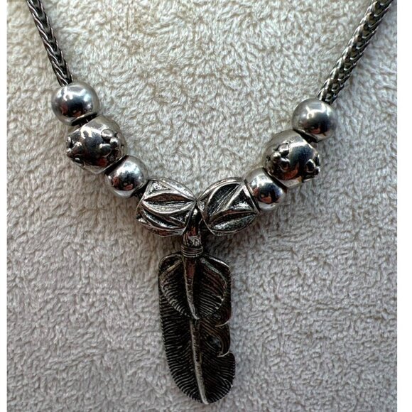 Stainless Steel Feather Necklace & Rhinestone Bracelet Set. B95 - Picture 2 of 12